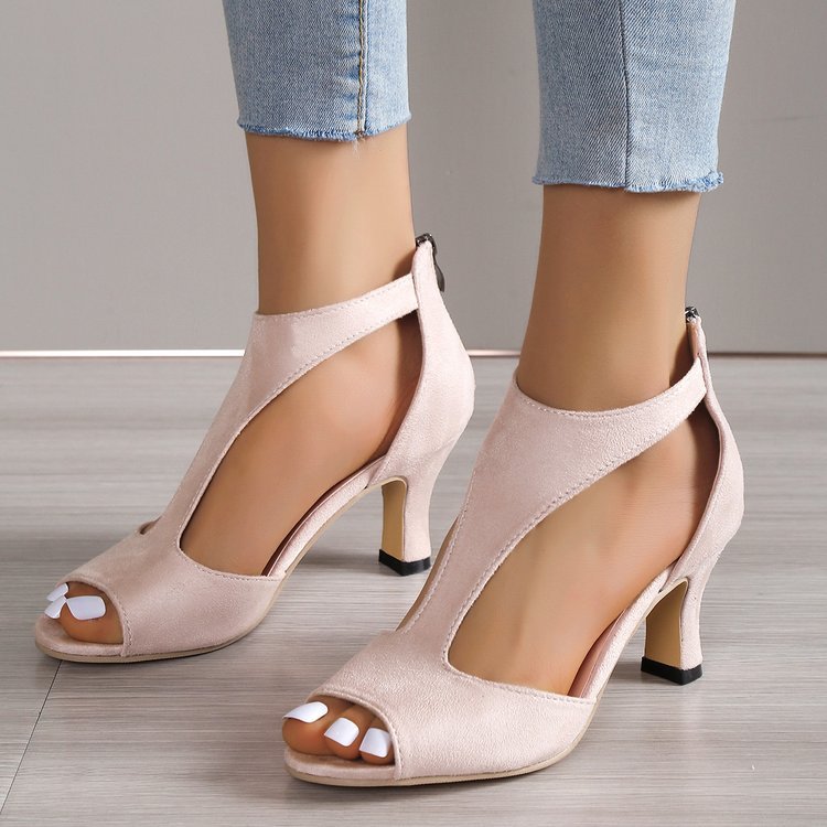 Damen Elegante Peeptoe-Absatzsandalen mit transparentem Design R&B