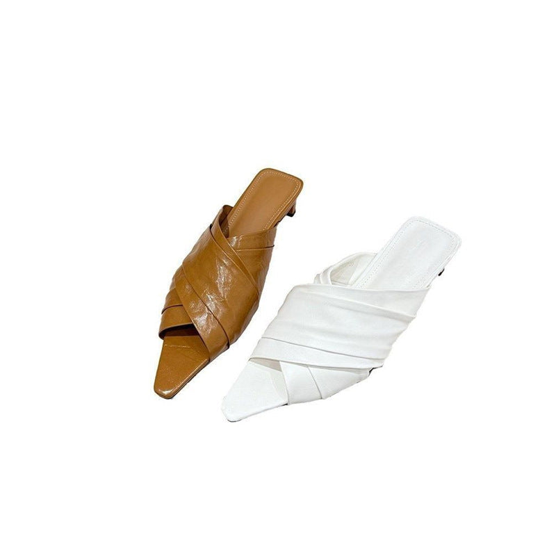 Damen elegante Mules mit geschwungenem Riemendetail R&B