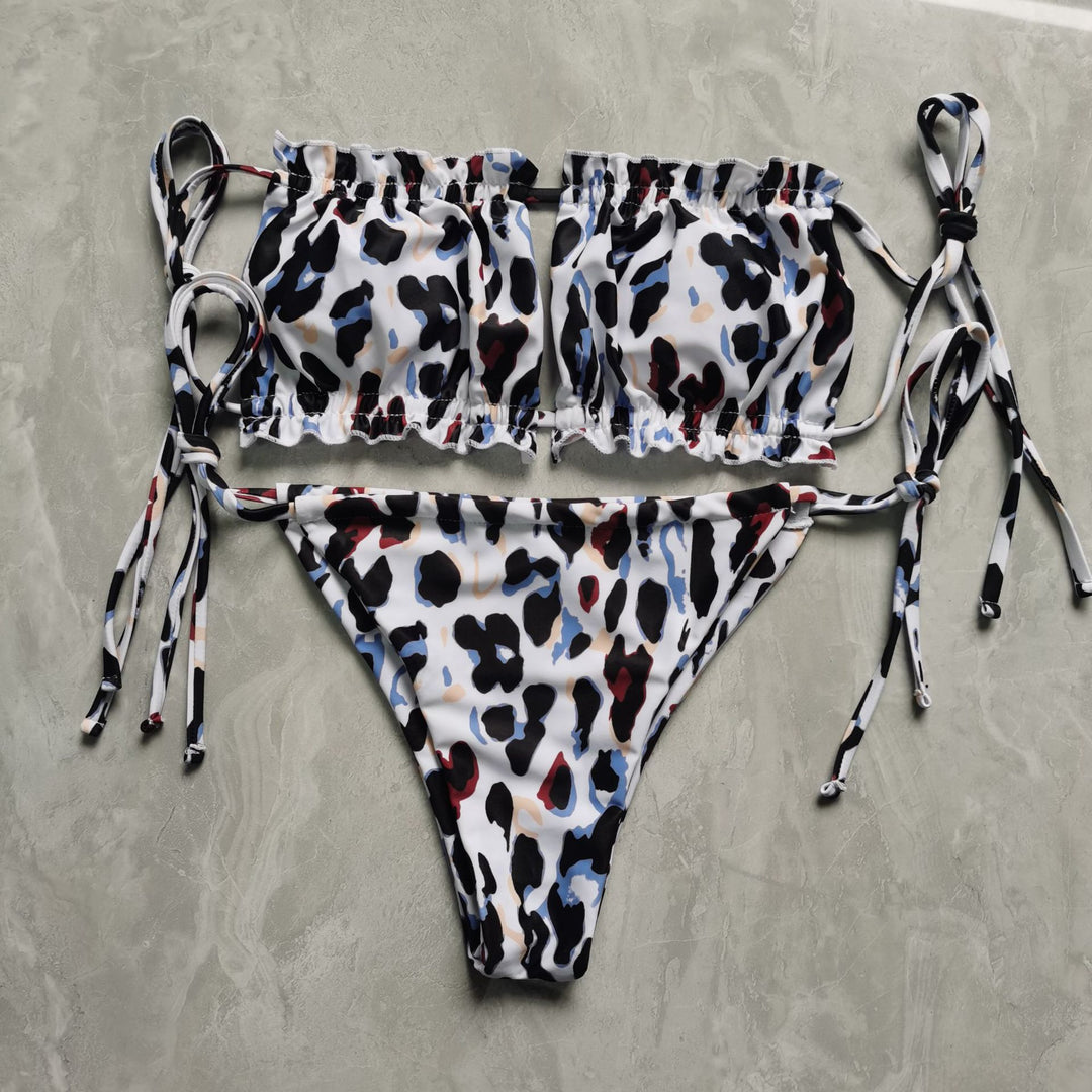 Damen Bandeau-Bikini mit voluminösen Rüschendetails R&B