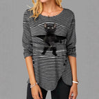 Damen lässige T-Shirt mit Katzenmotiv