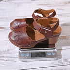 Damen Clogs mit floralen Perforationen und Komfort-Fersenriemen R&B