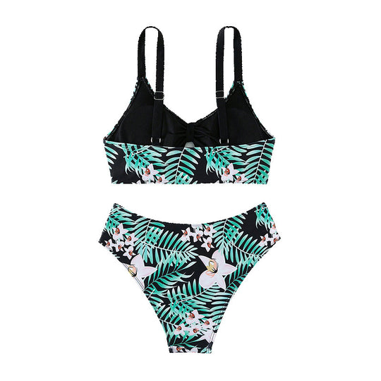 Damen Bikini mit floralem Design und verstellbaren Trägern R&B