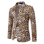 Herren stilvoller Blazer mit animalischem Muster und schmaler Passform R&B