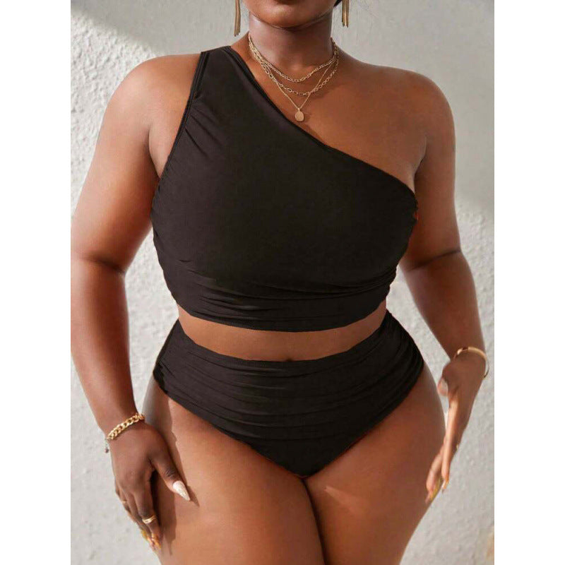 Damen Einseitiger Bikini-Set mit modischem Wickeldetail und hohem Bund R&B