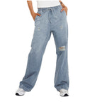 Damen Weite Denim-Hose mit modischen Ripped-Details und elastischem Bund R&B