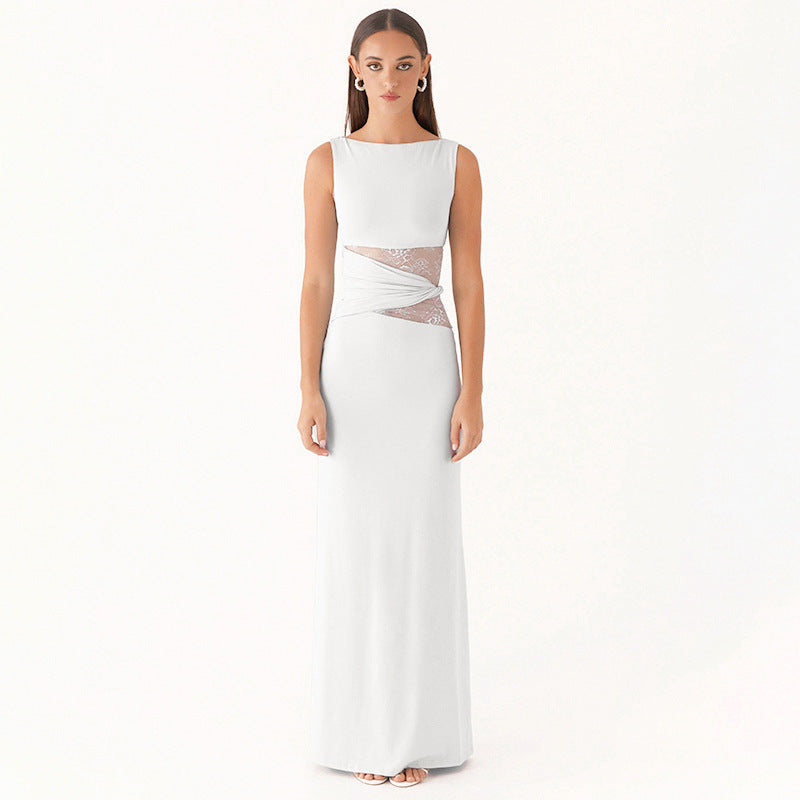 Damen Elegantes langes Kleid mit raffinierten Spitzendetails R&B
