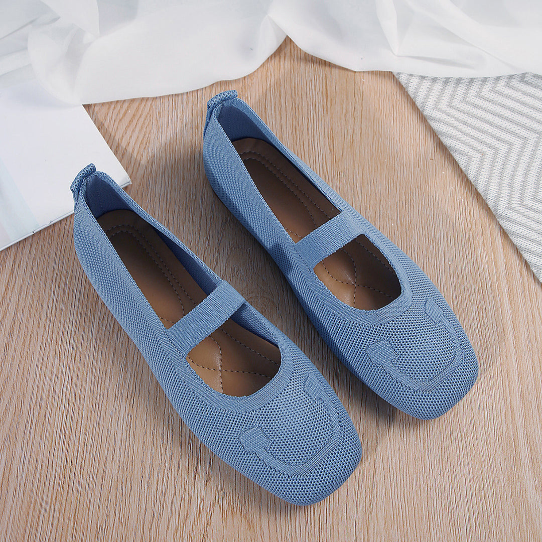 Damen atmungsaktive Ballerinas mit flexiblem Gummi-Obermaterial und verstellbarem Riemen R&B