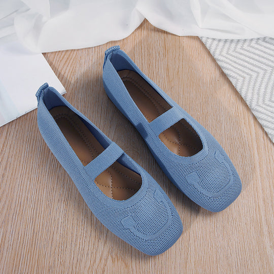 Damen atmungsaktive Ballerinas mit flexiblem Gummi-Obermaterial und verstellbarem Riemen R&B