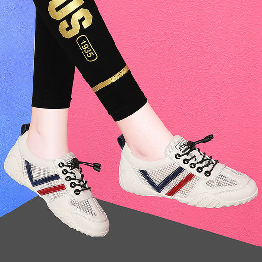 Damen Sportliche Mesh-Sneaker mit rutschfester Sohle und elastischen Schnürsenkeln R&B