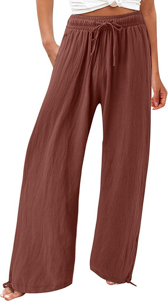 Damen lässige weit geschnittene Sommerhose mit elastischem Bund und praktischen Seitentaschen R&B