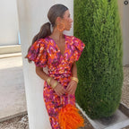 Damen Elegantes Kleid mit Puffärmeln und raffiniertem Schnitt R&B