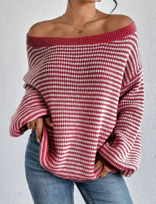 Damen Off-Shoulder Strickpullover R&B