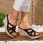 Damen Keil-Sandalen mit raffiniertem Kreuzriemen-Design und komfortabler Fußbettgestaltung R&B