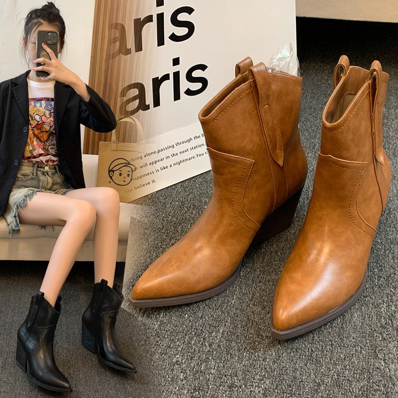 Damen modische Ankle Boots im eleganten Look mit spitzem Zehenbereich R&B