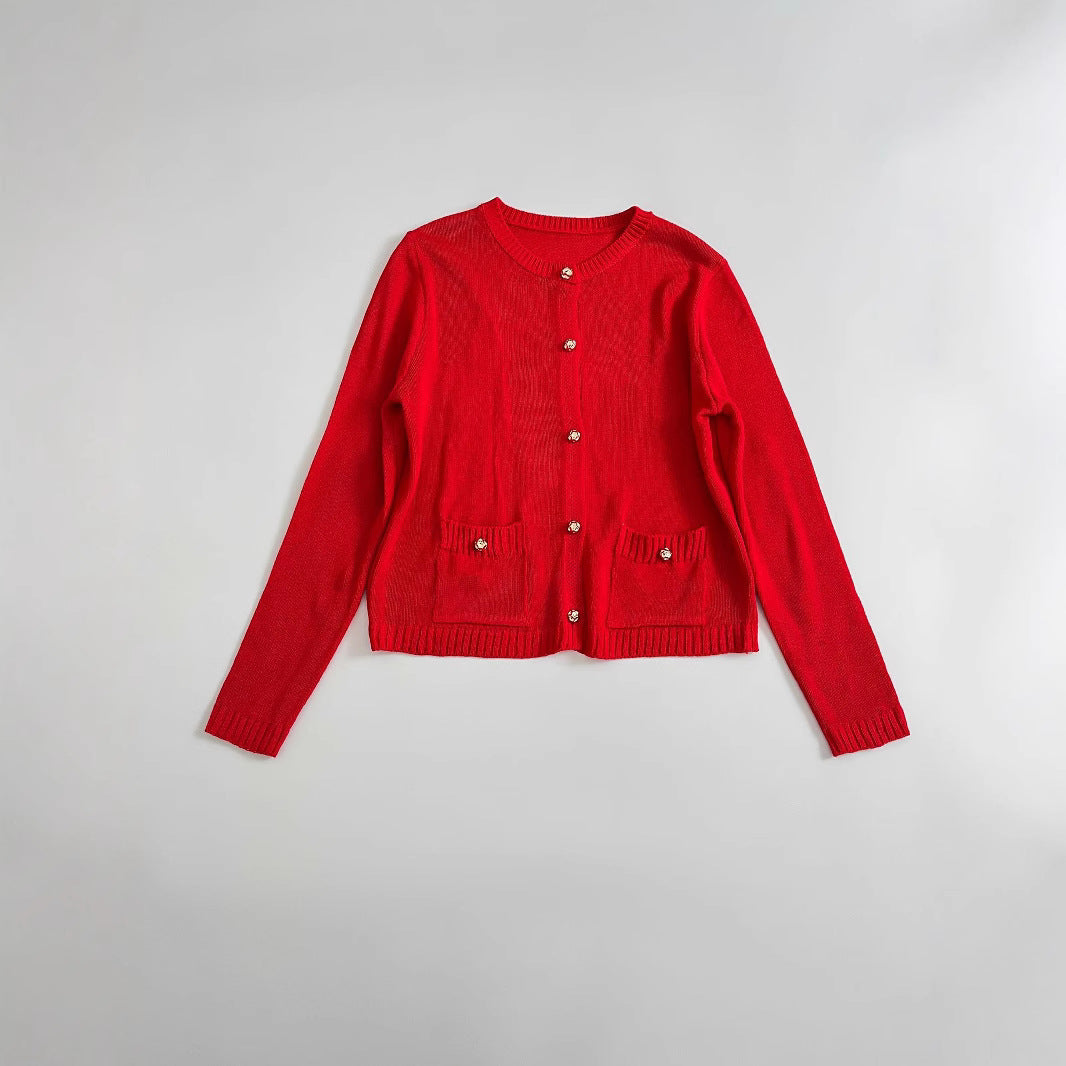 Damen elegante Strickjacke mit praktischen Taschen R&B