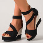 Damen Wedge-Sandalen mit flexiblem Riemendesign und bequemer Sohle R&B