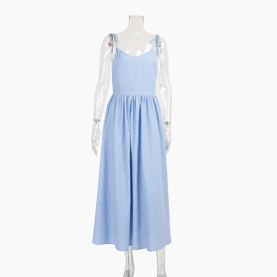 R&B | Neckholder-Kleid aus Baumwolle mit Hosenträgern