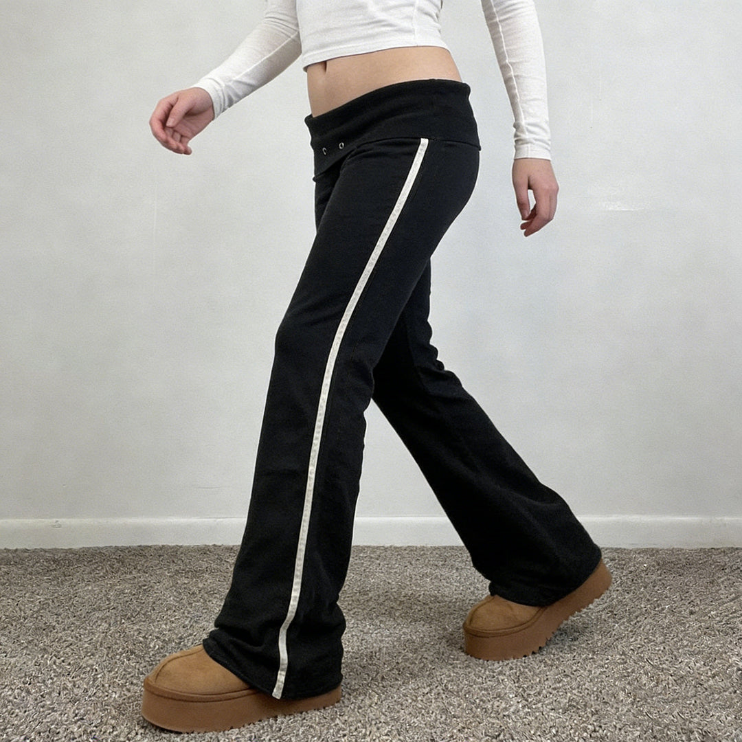 Damen Fließende Palazzo-Hose mit hohem Bund und dekorativen Ösen R&B