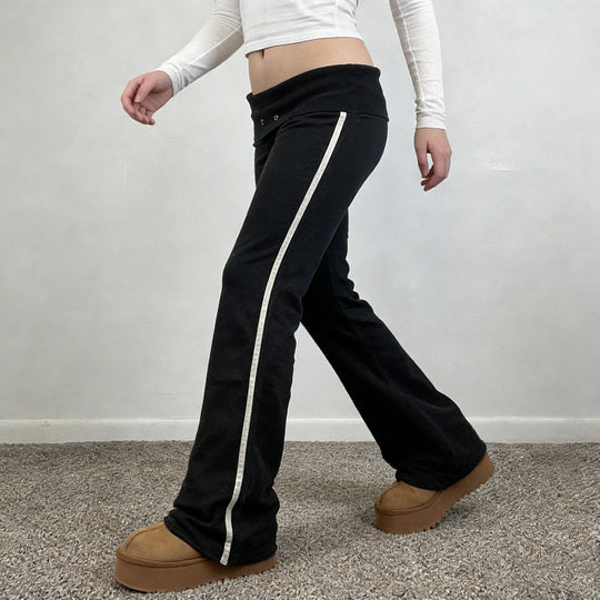 Damen Fließende Palazzo-Hose mit hohem Bund und dekorativen Ösen R&B