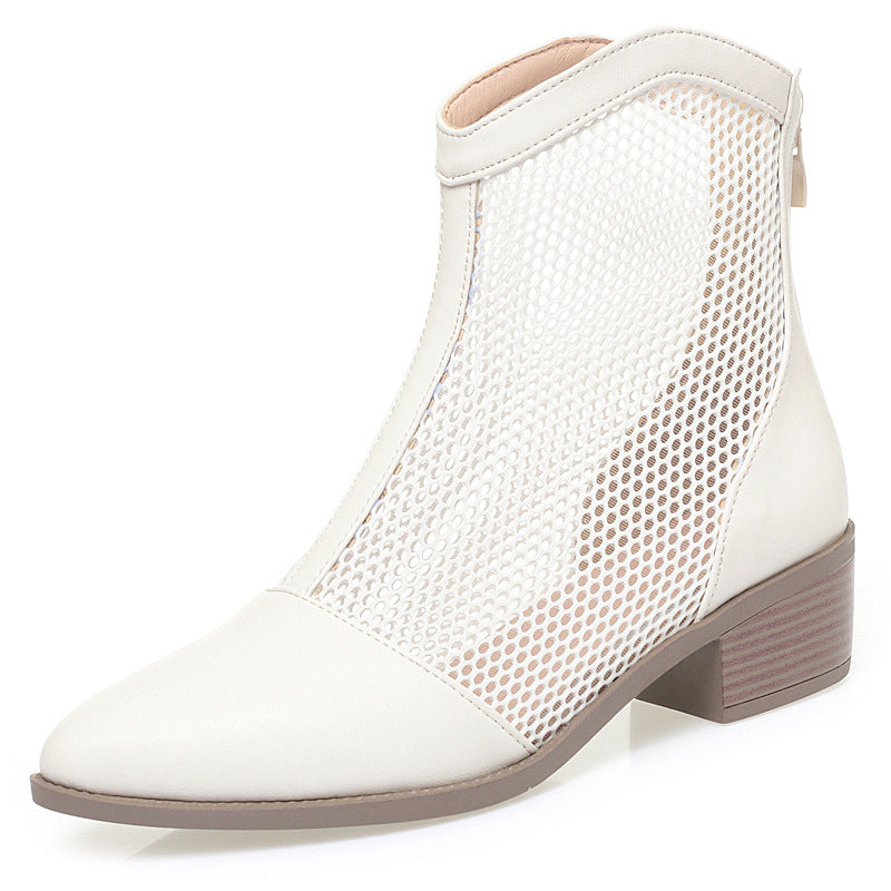 Damen Trendige Stiefeletten mit Netz-Design und bequemem Blockabsatz R&B