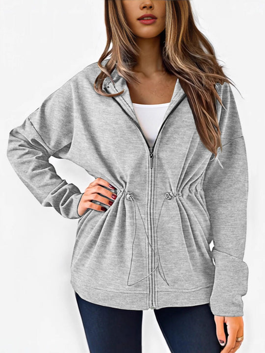 Damen lässige Kapuzenjacke mit regulierbarem Bund R&B
