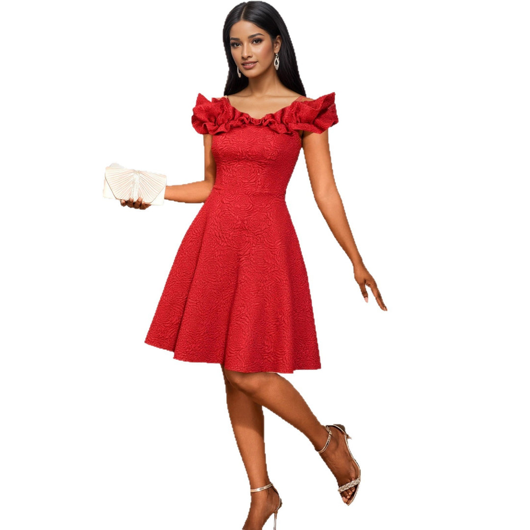 Damen A-Linien Kleid mit Volantärmel R&B