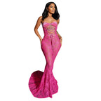 Damen Strapless Spitzenkleid mit raffinierter Schnürung R&B