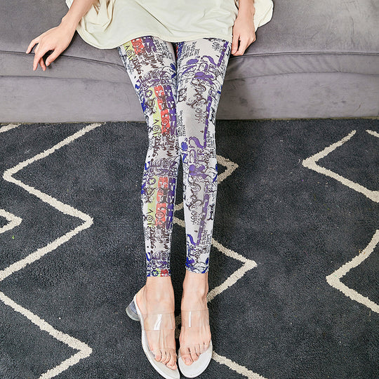 Damen Leggings mit modischem Schriftzug R&B