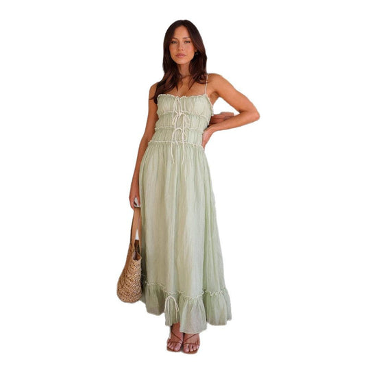 Damen Maxikleid mit Rüschendetails und verstellbaren Trägern R&B