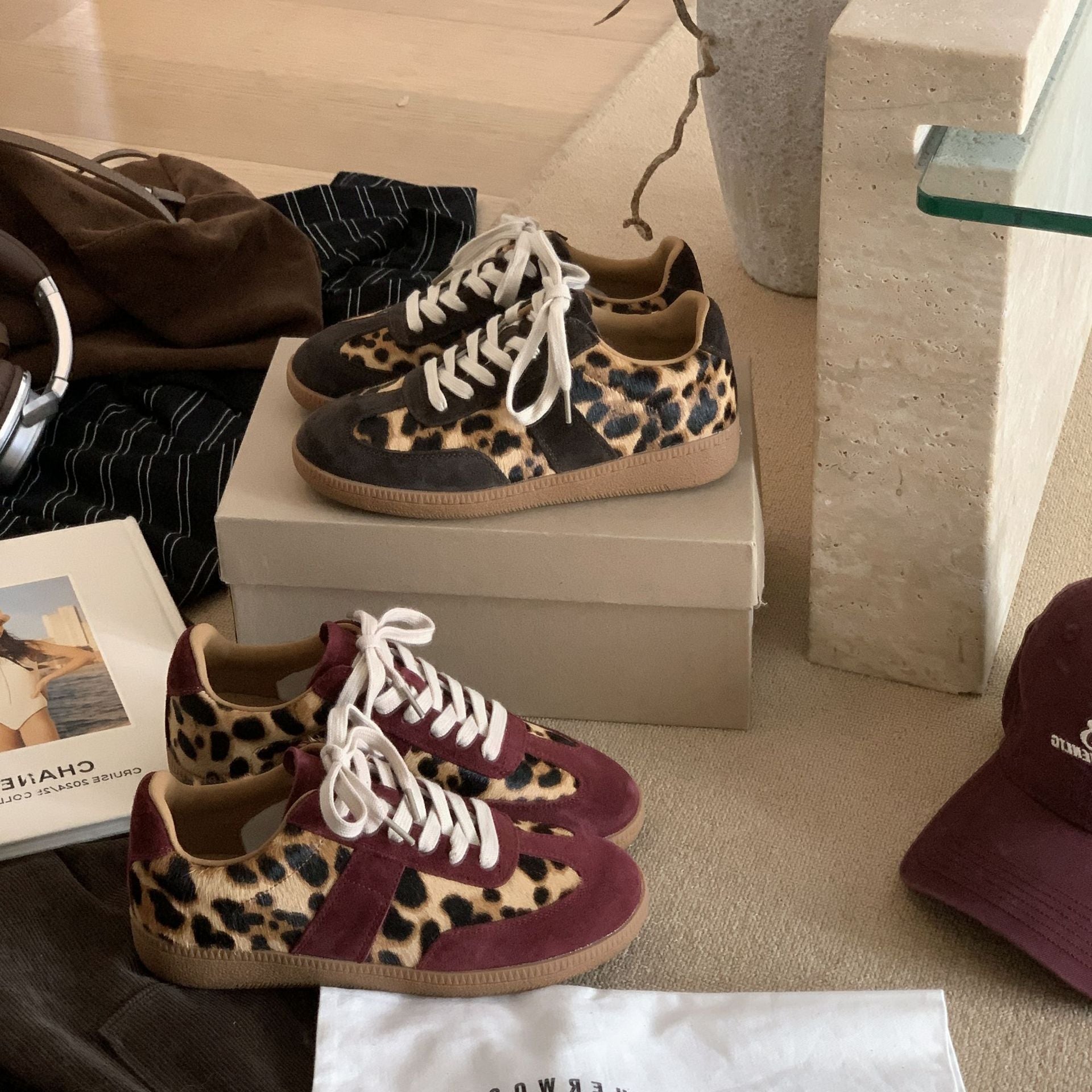 Damen modische Sneaker im zeitlosen Leo-Muster mit weichem Obermaterial