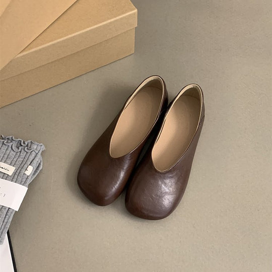Damen Ballerina-Pantoletten mit weichem Leder und bequemem Fußbett R&B