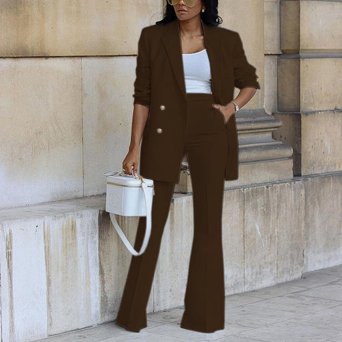 Damen elegantes Blazer-Set mit weitem Bein und Taillengürtel R&B