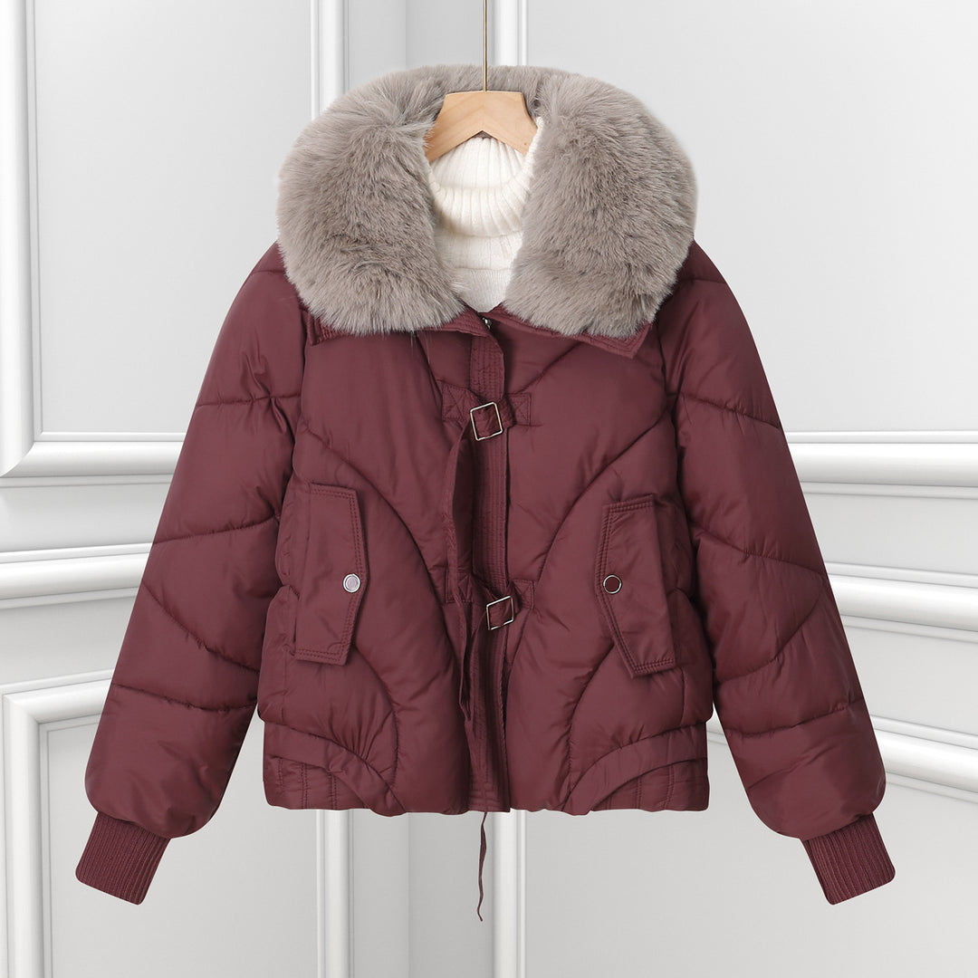 Damen Wattierte Winterjacke mit luxuriösem Kunstfellkragen und praktischen Taschen R&B