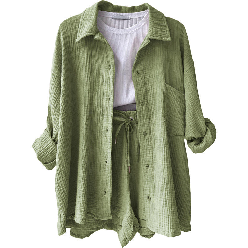 Damen lässige Oversized-Hemdjacke mit Gürtel R&B