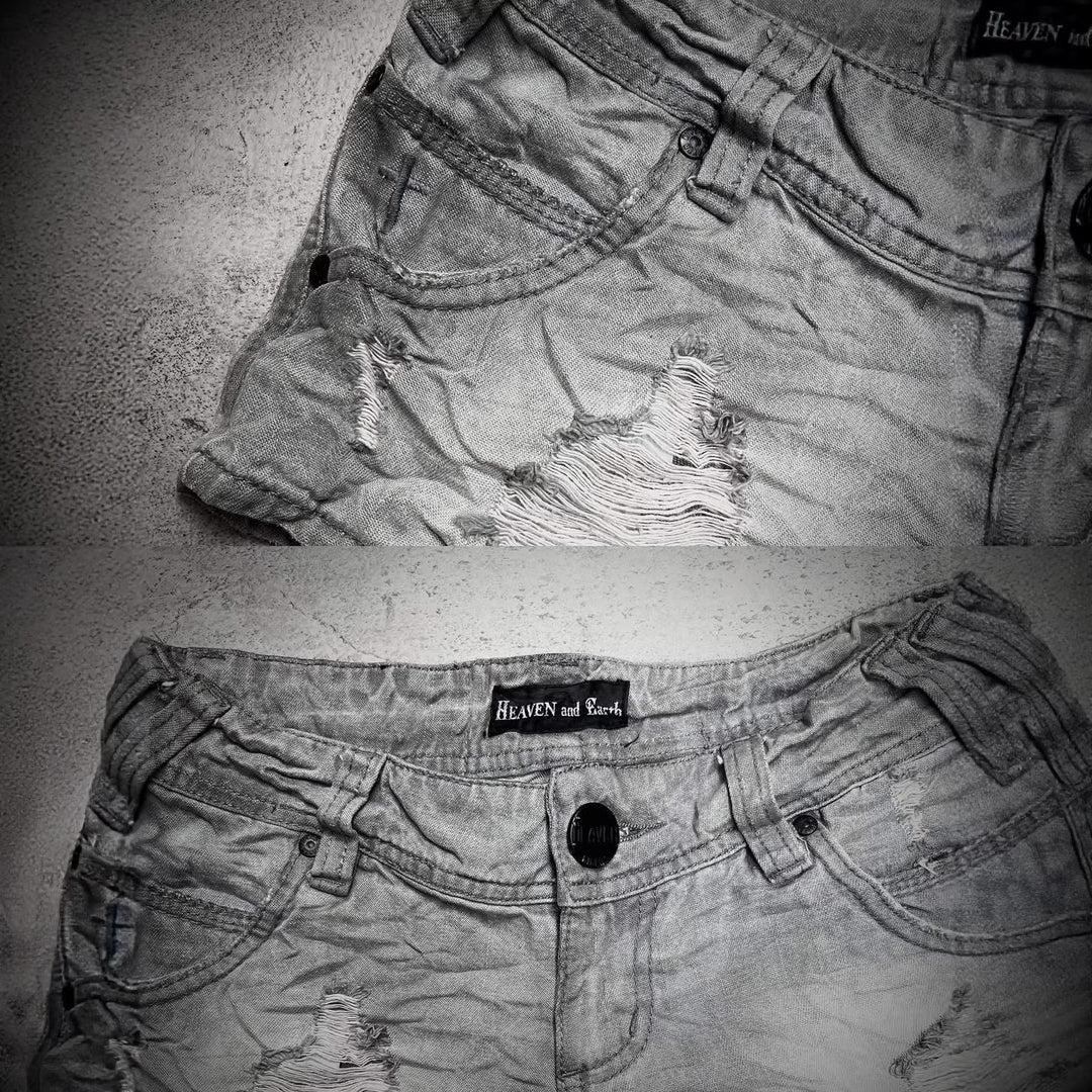 Damen trendy Jeans-Shorts mit distressed Details R&B