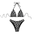 Damen Triangel-Bikini mit kontrastierendem Palmendruck R&B