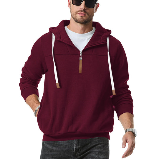 Herren modischer Kapuzenpullover mit Reißverschluss und dekorativen Details R&B