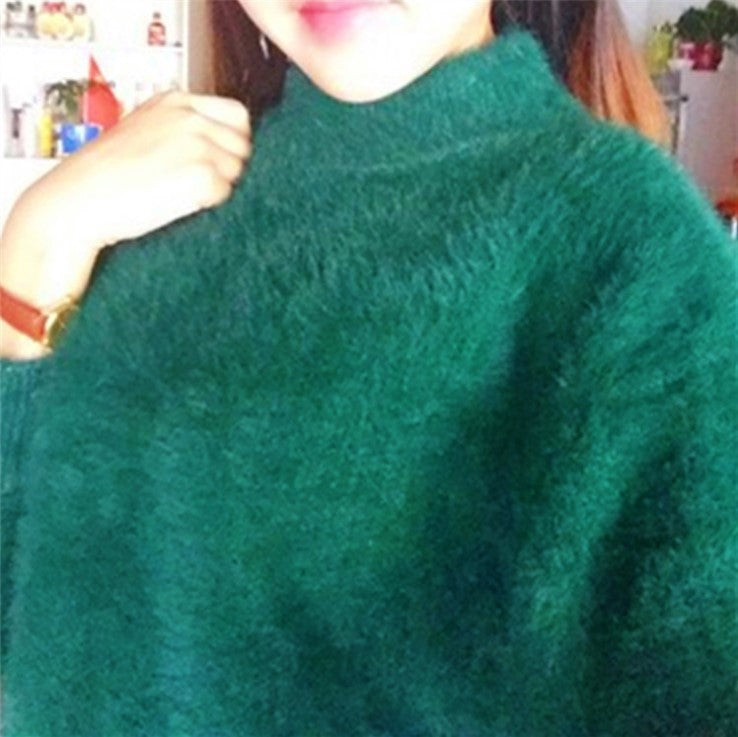 Damen Flauscher Rollkragenpullover mit Puffärmeln und strukturiertem Design R&B