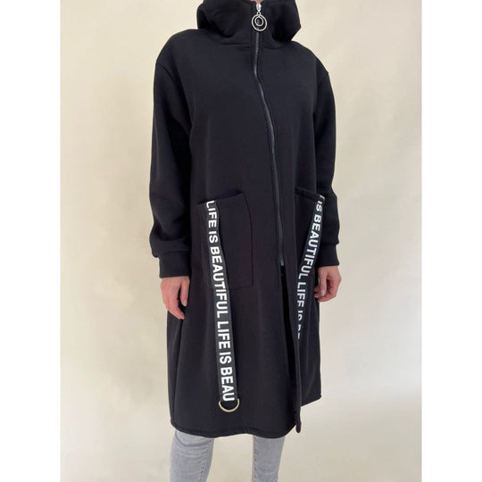 R&B | Taschen Design Hoher Kragen Lange Kapuzen Sweatshirtjacke
