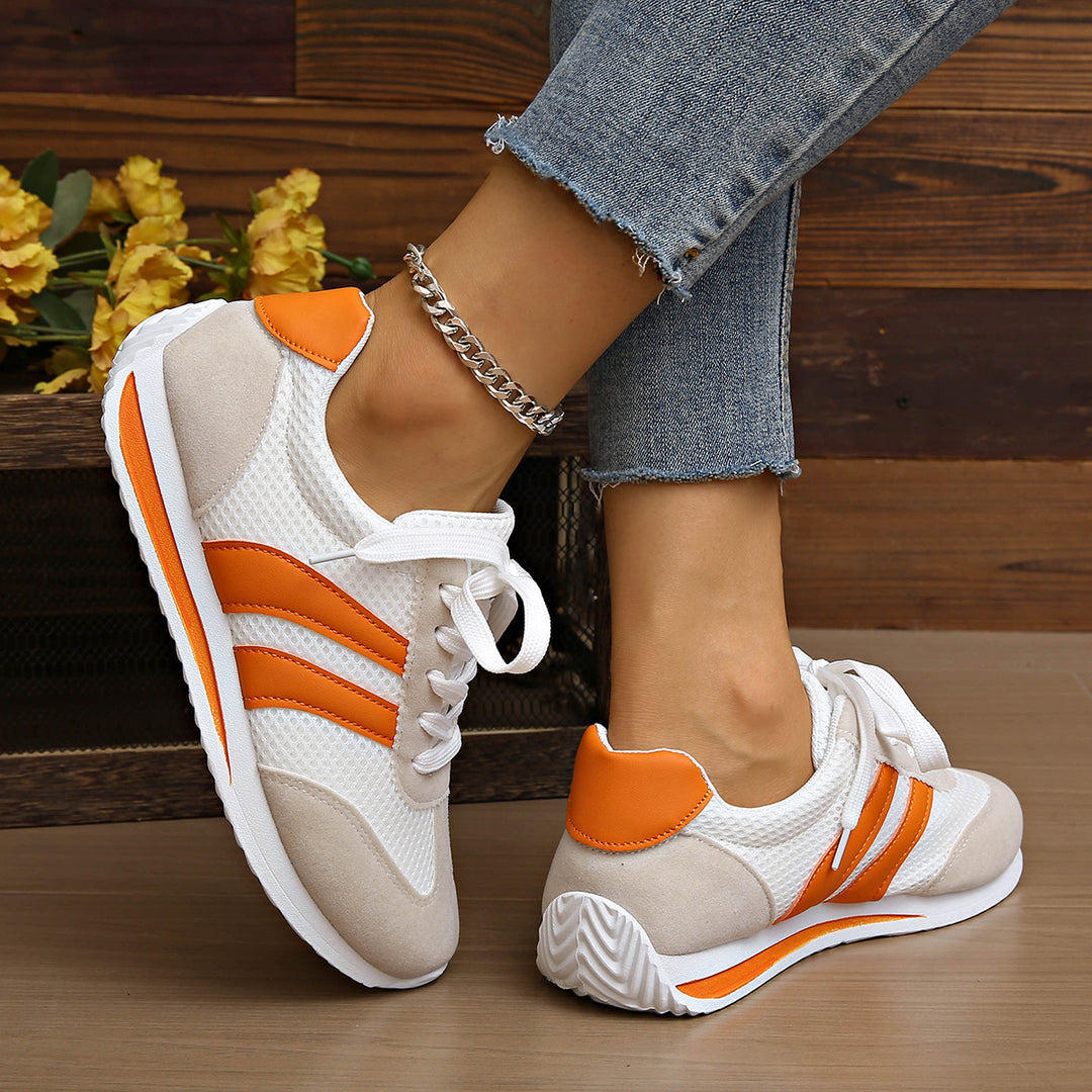 Damen sportliche Sneaker mit atmungsaktiven Mesh-Einsätzen R&B