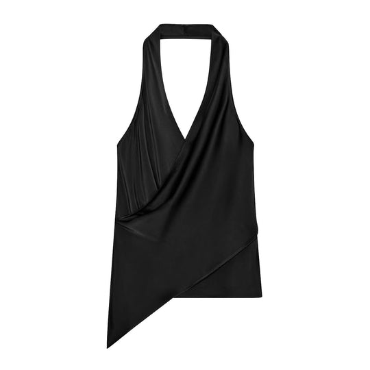 Damen Wickeloberteil aus fließendem Satin mit elegantem Rückenausschnitt R&B