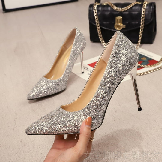 Damen Glitzernde High-Heel Pumps mit elegantem spitzen Design R&B