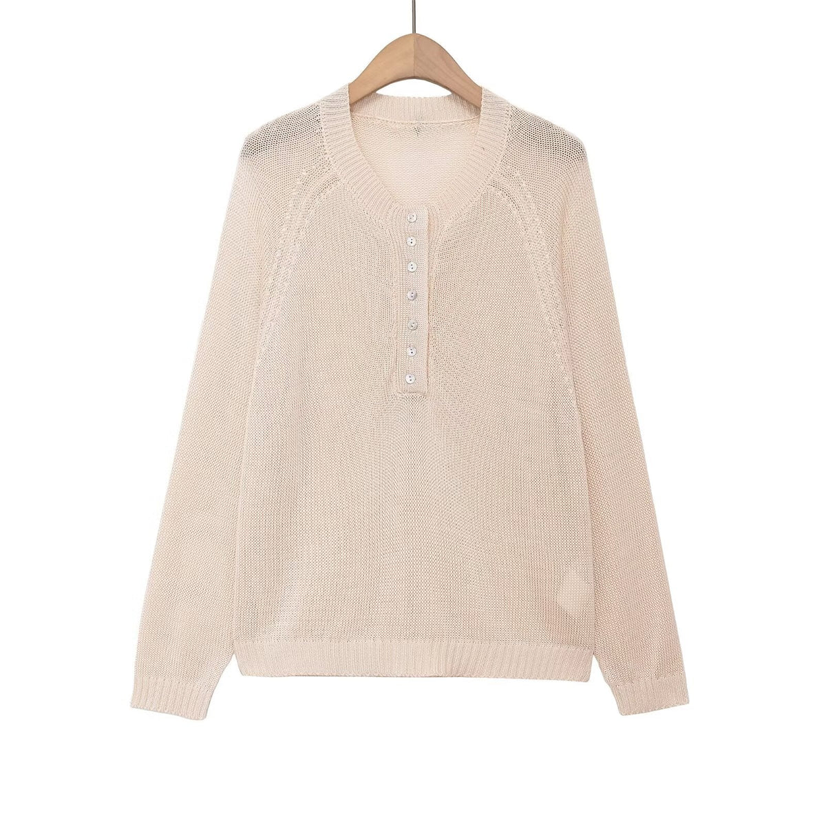 Damen leichter Pullover mit Knopfverschluss R&B