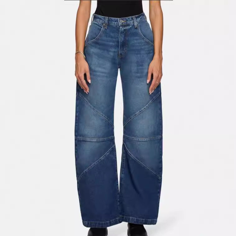 Damen breite Jeans mit einzigartigem Nahtdesign im angesagten Stil R&B