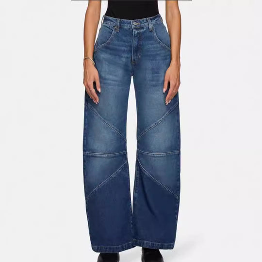 Damen breite Jeans mit einzigartigem Nahtdesign im angesagten Stil R&B