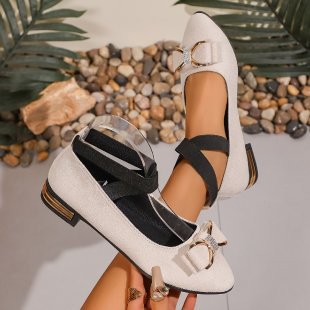 Damen Ballerinas mit modischem Umschlag und glamouröser Schleifenverzierung R&B