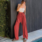 Damen Weit geschnittene High-Waist-Hose mit BindR&Band und schickem Faltenwurf R&B