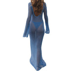 Damen transparentes Strandkleid aus Netzmaterial mit weitem Schnitt und offenen Ärmeln R&B