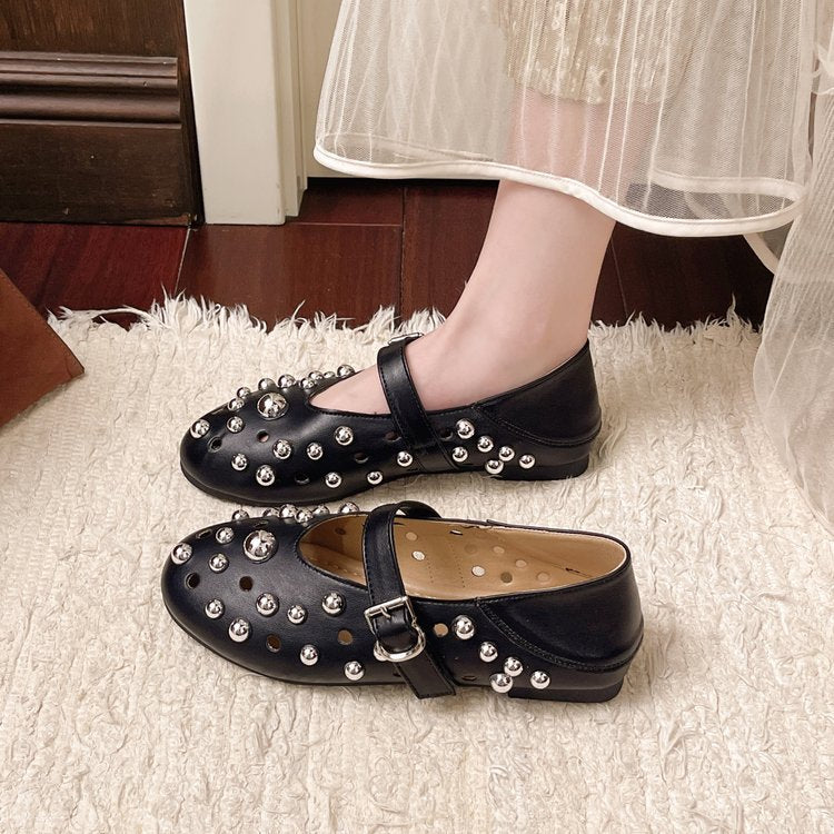 Damen elegante Ballerinas mit Schmuckdetails R&B