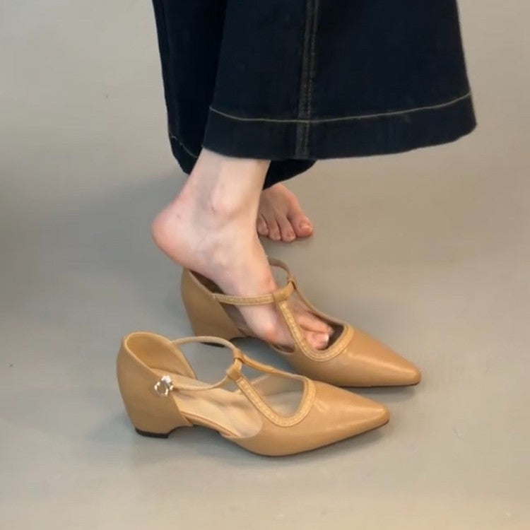 Damen elegante Slingback-Pumps aus hochwertigem Leder mit modischem Design R&B